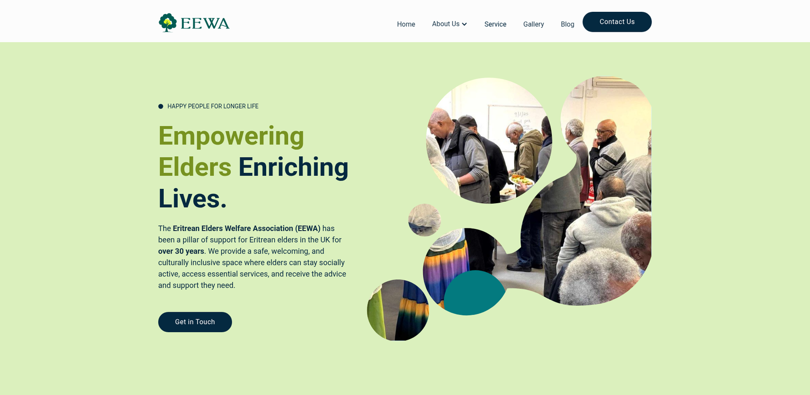 Eritrean 50+ website developed with Creative One Stop